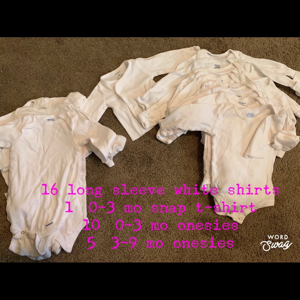 0-3 month white onesies (16 onsies )